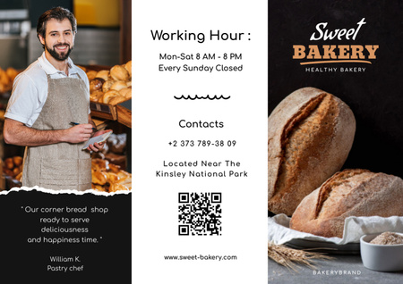 Designvorlage Verkauf von Brot und Desserts durch die Bäckerei für Brochure