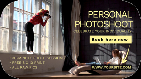 Sessões rápidas de sessão de fotos pessoais com oferta de reserva Full HD video Modelo de Design