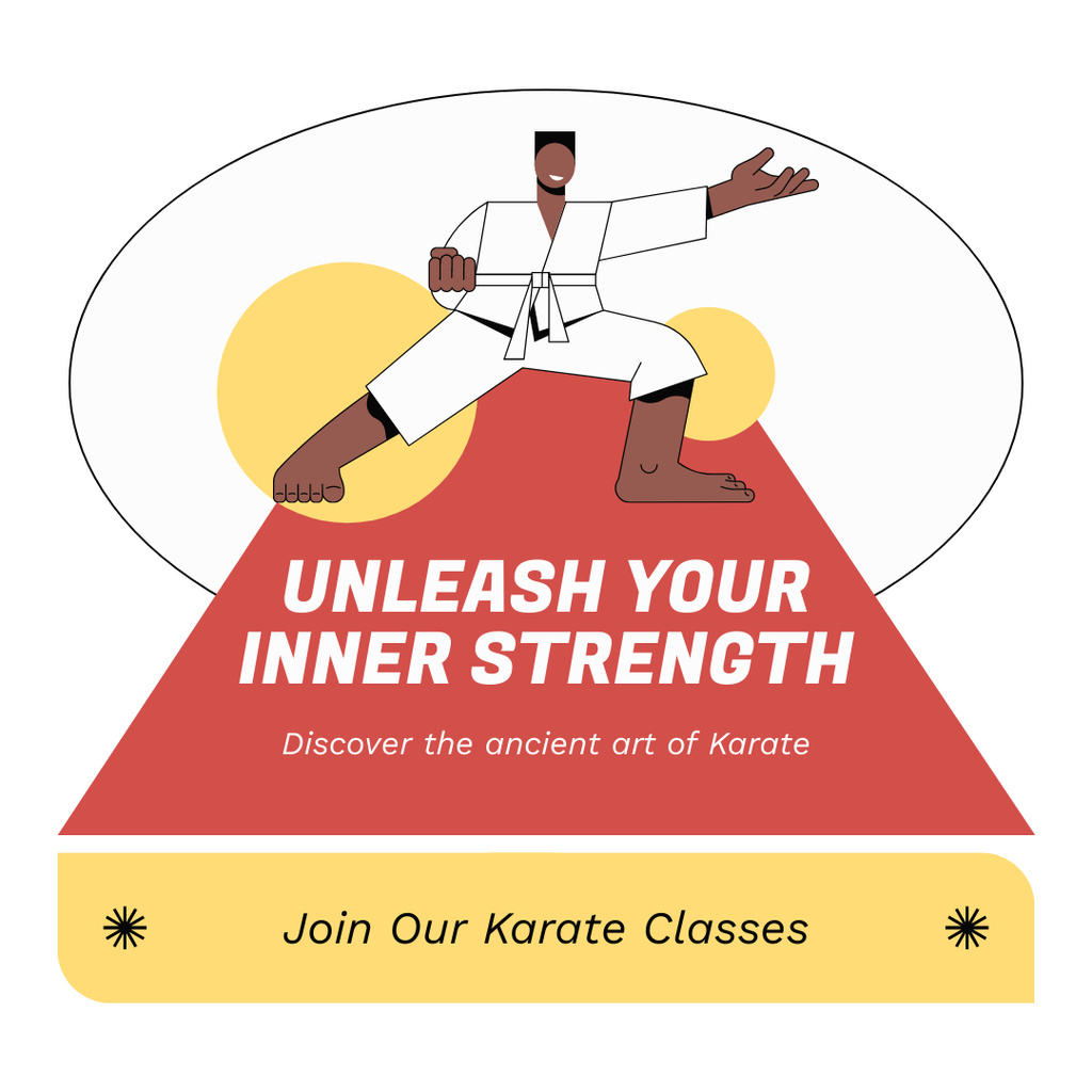 Karate Class Promo with Motivational Phrase Instagram Tasarım Şablonu