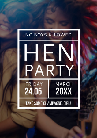 Plantilla de diseño de Hen Party invitation with Girls Dancing Flyer A7 