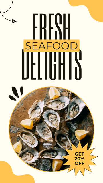 Ad of Fresh Seafood Delights with Oysters Instagram Story Design Template