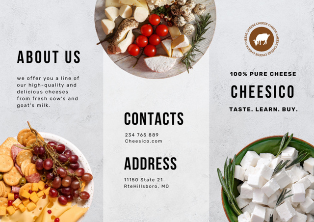 Cheese Tasting Announcement in Restaurant Brochure Design Template