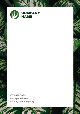 Pattern of Green Leaves Letterhead Design Template