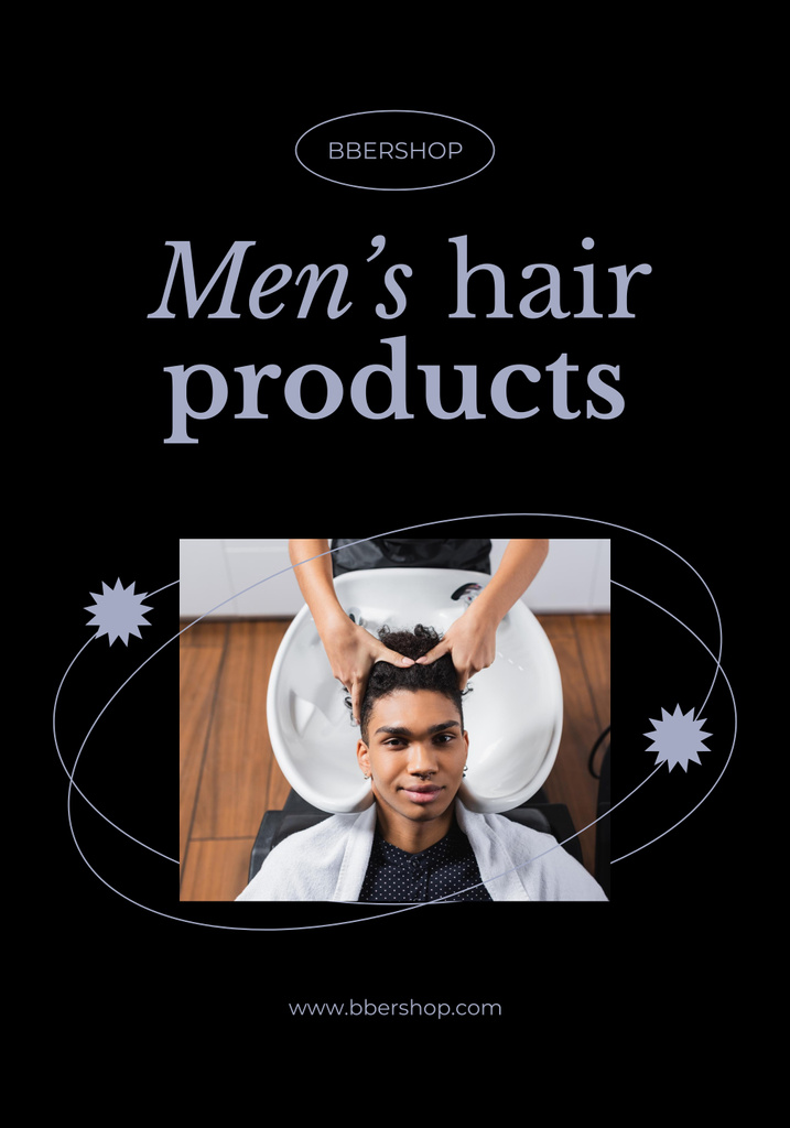 Men's Hair Products Offer Poster 28x40in Tasarım Şablonu