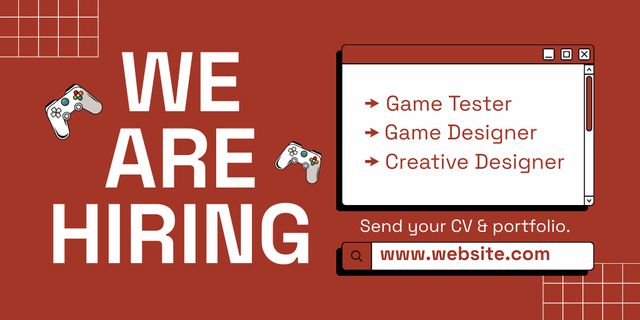 Vacancy Announcement for Game Designer Or Tester Twitter Design Template