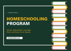 Home Education Ad with Books on Green