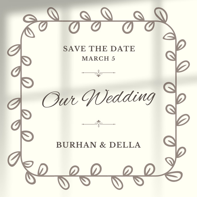 Wedding Event Announcement with Leaves And Twig Instagram Design Template
