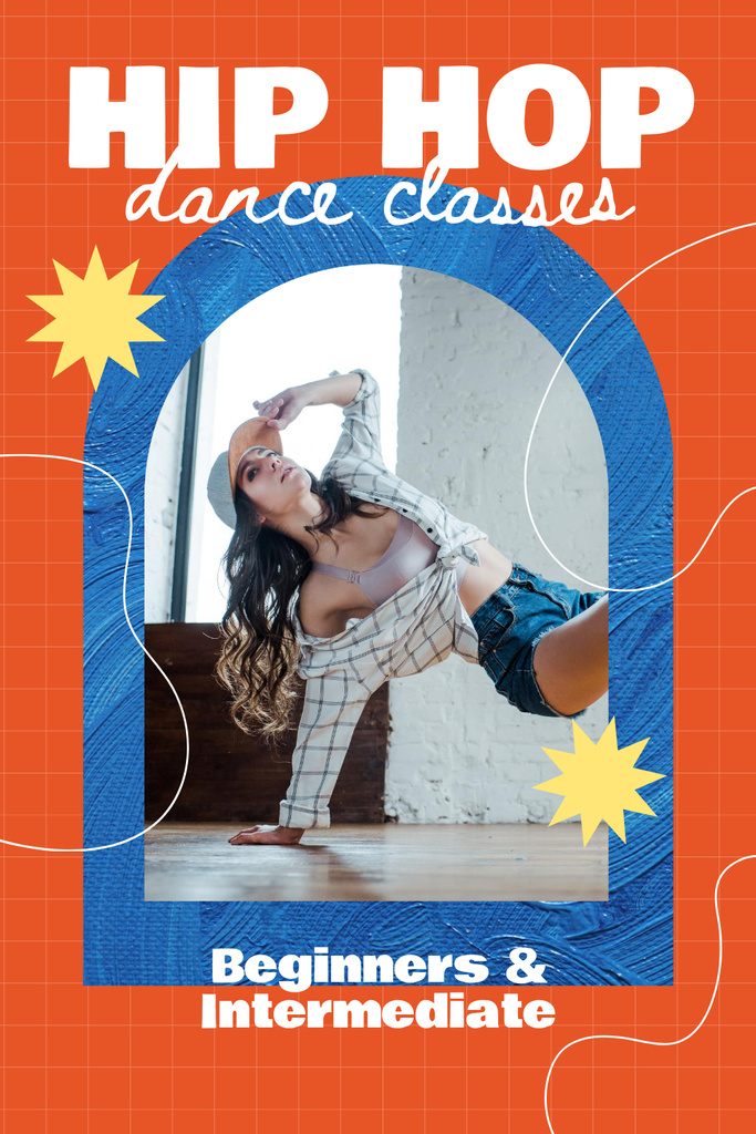 Announcement of Hip Hop Dance Classes Pinterest Design Template