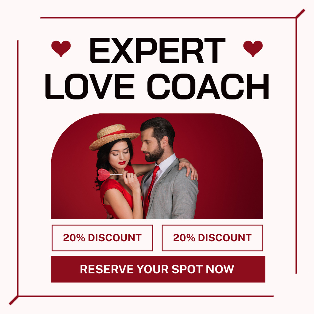 Discount on Love Coach Consultation Instagram ADデザインテンプレート