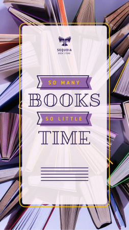 Book Store Promotion Books in Purple Instagram Video Story Modelo de Design