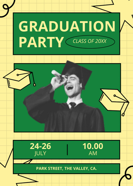 Prom Party Announcement with Fun Guy Flayer Design Template