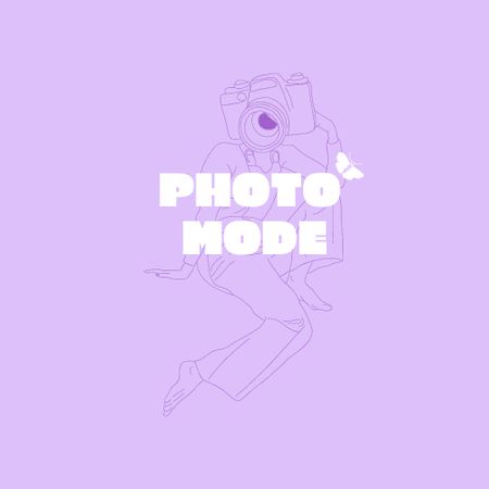 Cute Illustration of Girl with Camera Head Logo Design Template