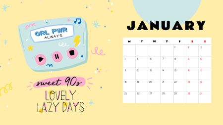 Ontwerpsjabloon van Calendar van Inspirational and cute Girly illustrations