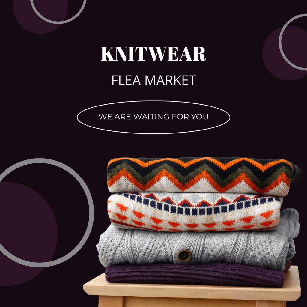 Discount Announcement for Handmade Sweaters Instagram Tasarım Şablonu
