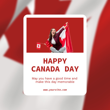 Ontwerpsjabloon van Instagram van Girl Celebrating Canada Day