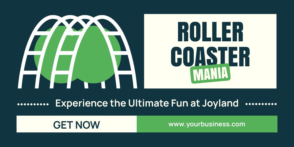 Joyful Amusement Park With Roller Coaster Twitter Design Template