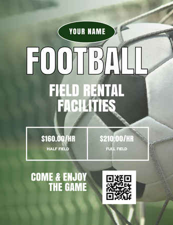 Platilla de diseño Football Field Rental Facilities Offer Invitation 13.9x10.7cm