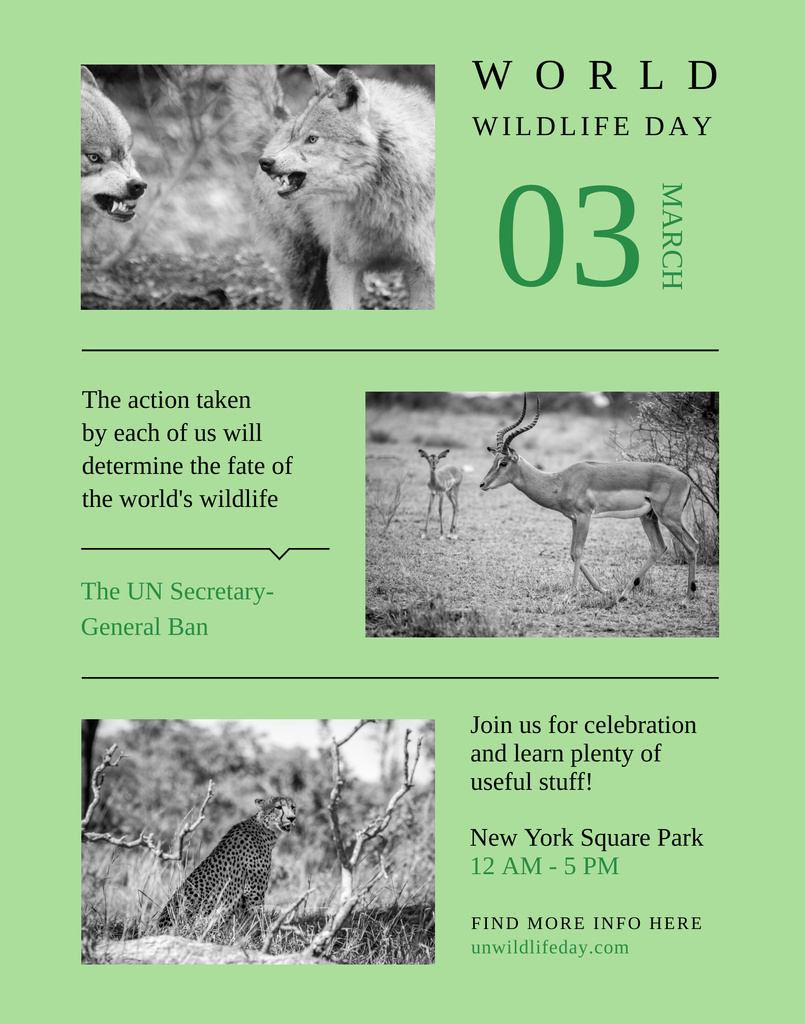 World Wildlife Day with Animals in Natural Habitat Poster 22x28in Design Template