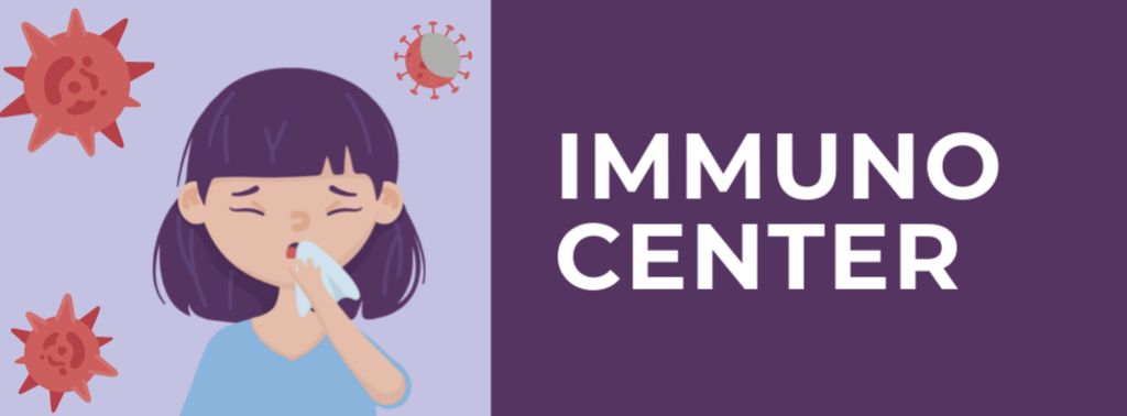 Modèle de visuel Immunization Center ad with Woman sneezing - Facebook cover