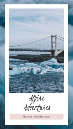 Ontwerpsjabloon van Instagram Story van winter inspiratie met water onder brug