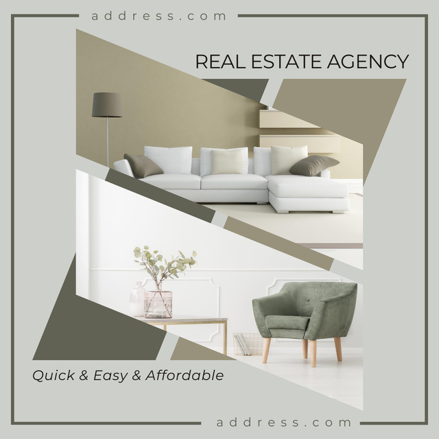 Designvorlage Real Estate Agency Ad With Catchy Slogan And Interior für Instagram