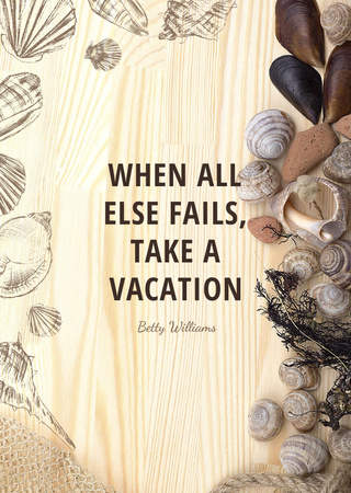 Travel Inspiration With Shells Postcard A6 Vertical Design Template