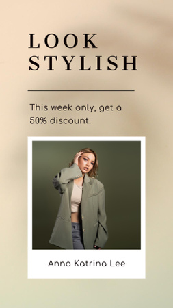 Fashion Ad with Woman in Stylish Suit Instagram Story Design Template