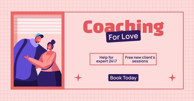 Designvorlage Free Love Expert Session with 24/7 Support für Facebook AD