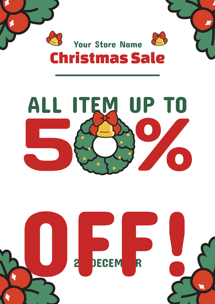 Christmas Sale for All Items Poster Design Template