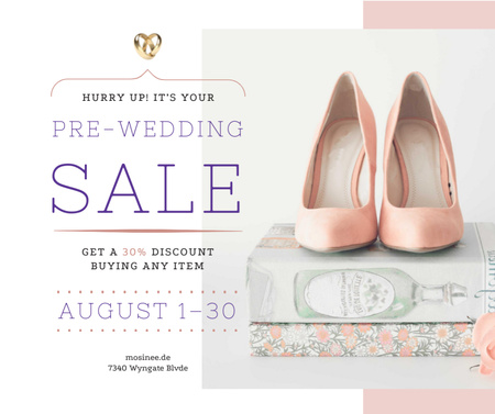 Ontwerpsjabloon van Facebook van bruiloft verkoop paar roze schoenen