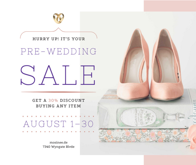 Designvorlage Wedding Sale Pair of Pink Shoes für Facebook