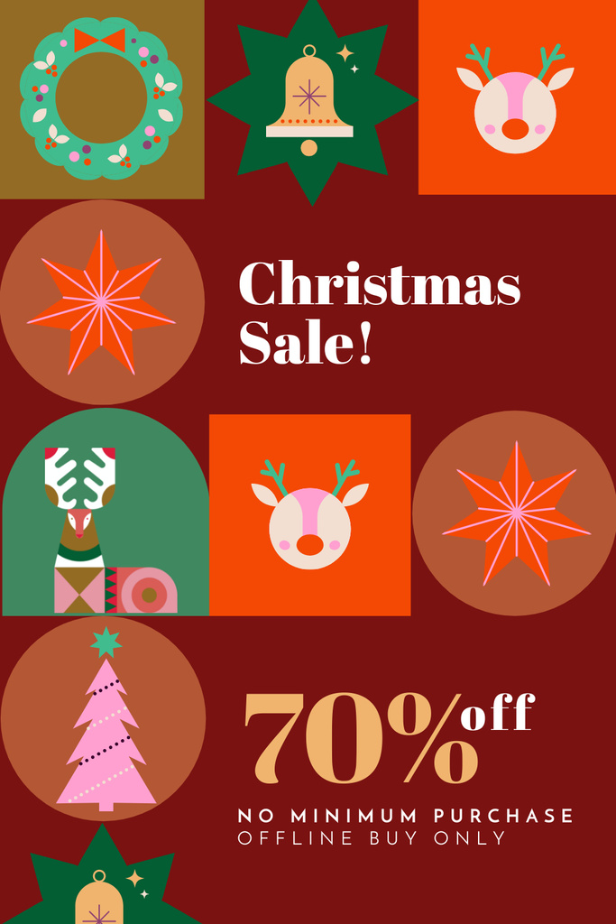Christmas Sale Announcement with Festive Decorations Pinterest – шаблон для дизайна