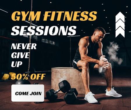 Gym Promotion with a Strong Man Facebook Design Template