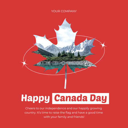 Modèle de visuel Joyeuse fête du Canada Félicitations avec feuille d'érable - Instagram