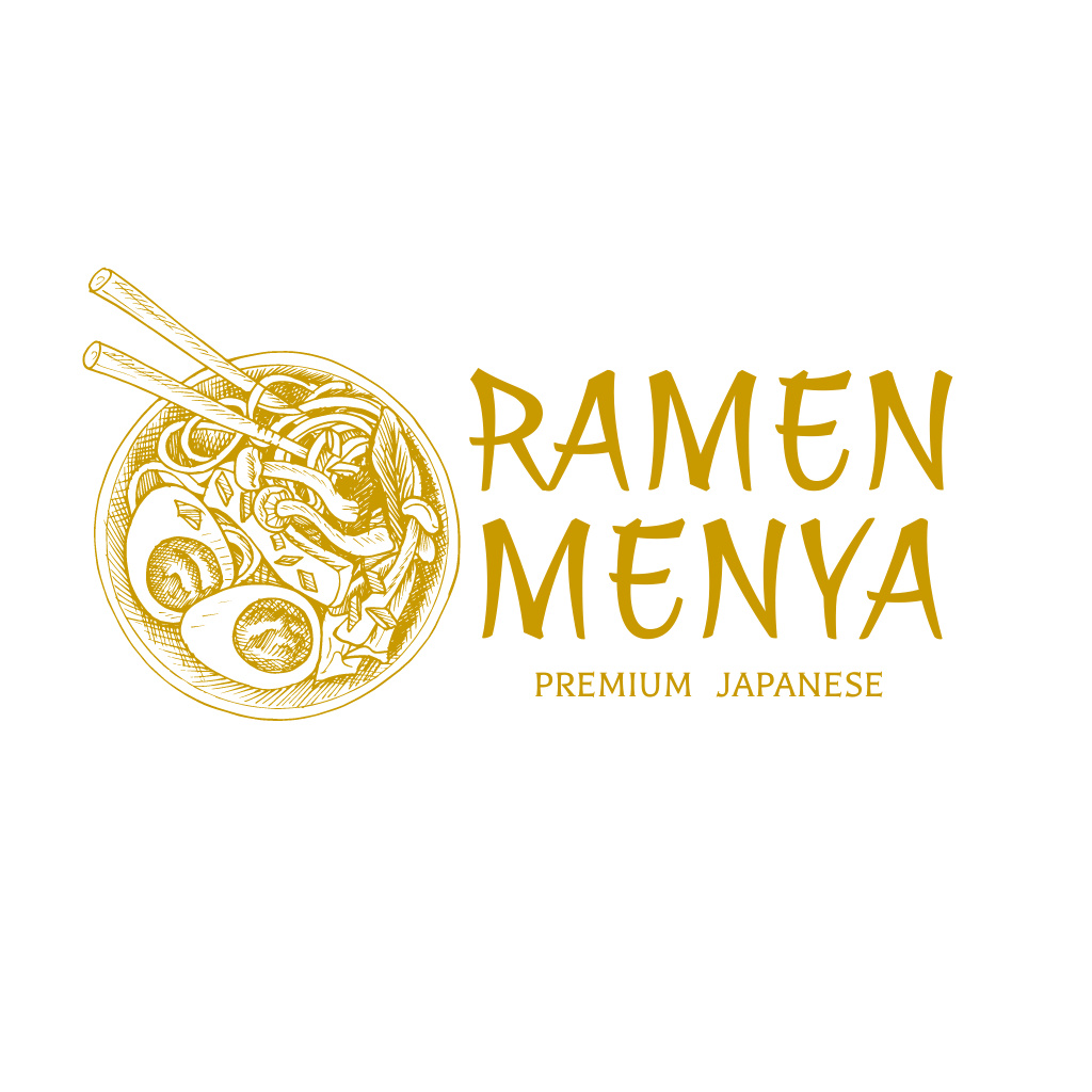 Ramen's Emblem with Asian Style Text Logo tervezősablon