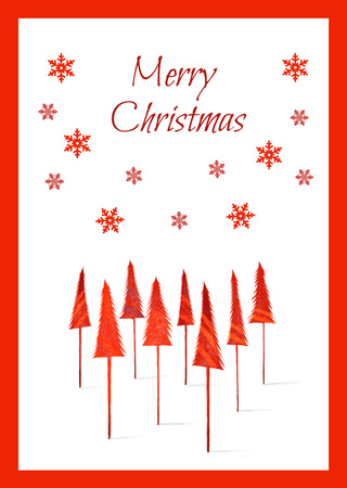 Christmas Holiday Greeting Illustration With Snowflakes Postcard A6 Vertical Design Template