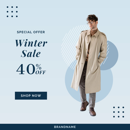 Designvorlage Men's Winter Coats Sale für Instagram