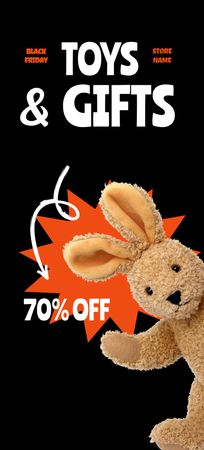 Plantilla de diseño de Toys Sale on Black Friday with Cute Rabbit Flyer 3.75x8.25in 