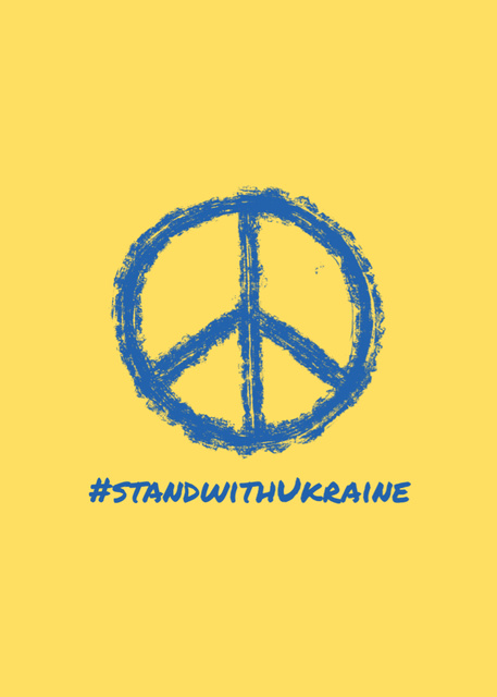 Peace Emblem with Ukrainian Flag Colors Flayer Design Template