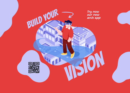 Man in Virtual Reality Glasses Card Design Template