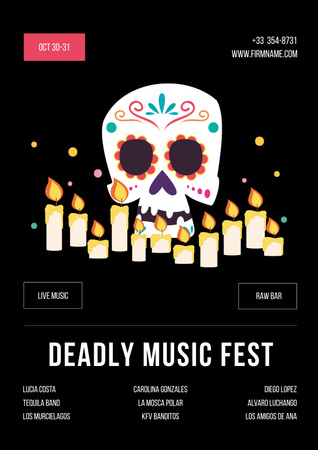 Music Festival on Halloween Announcement Poster Design Template