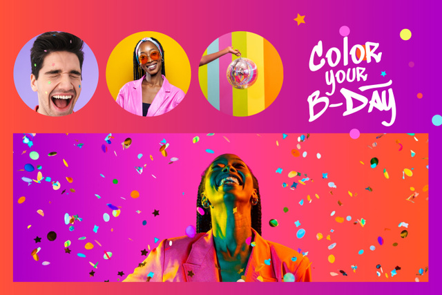 Szablon projektu Grand Birthday Holiday Celebration With Confetti Mood Board