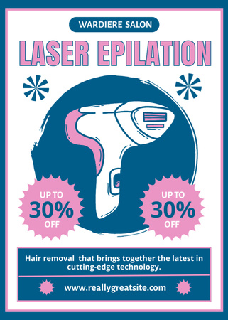 Template di design Sconto sulla depilazione laser con illustrazione dell'attrezzatura Flayer