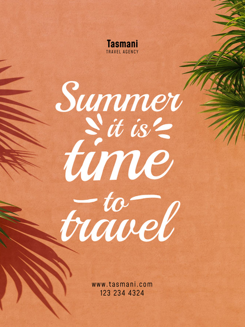 Summer Travel Inspiration on Leaves Frame Poster US Πρότυπο σχεδίασης