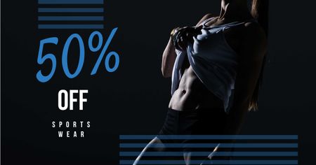 Sports Wear Discount Offer with Athlete Woman Facebook AD Design Template