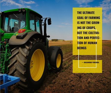 Agriculture Tractor Working in Field Facebook Design Template