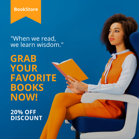 Template di design Avviso di vendita informato per i libri in blu Instagram