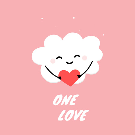 Designvorlage Smiling cloud hugging heart für Animated Post