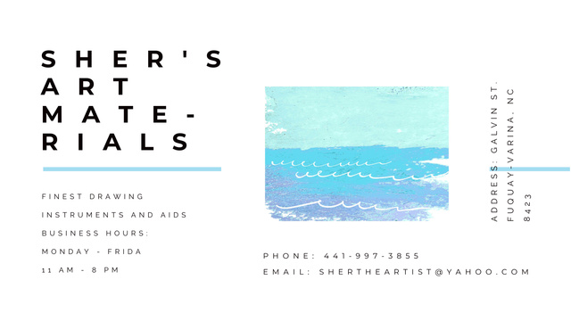 Art Material Store ad with Sea Landscape Title 1680x945px Design Template