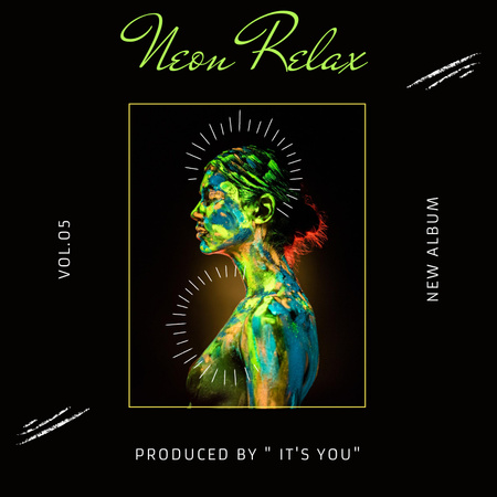 Plantilla de diseño de cubierta del álbum de música neon relax Album Cover 